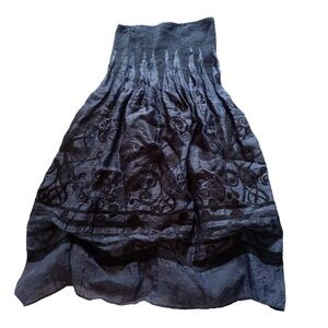 y2k strapless mini dress blue and black one size lapis balloon hem